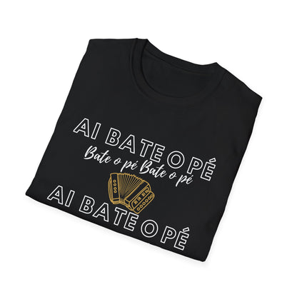 Bate o Pe black t-shirt How To Cook Portuguese Stuff Featuring Vamos a Festa Maria, it’s perfect for anyone who loves a good Portuguese party!