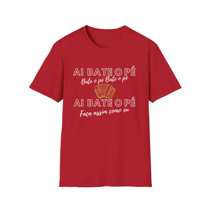 Bate o Pe Red t-shirt How To Cook Portuguese Stuff Featuring Vamos a Festa Maria, it’s perfect for anyone who loves a good Portuguese party!