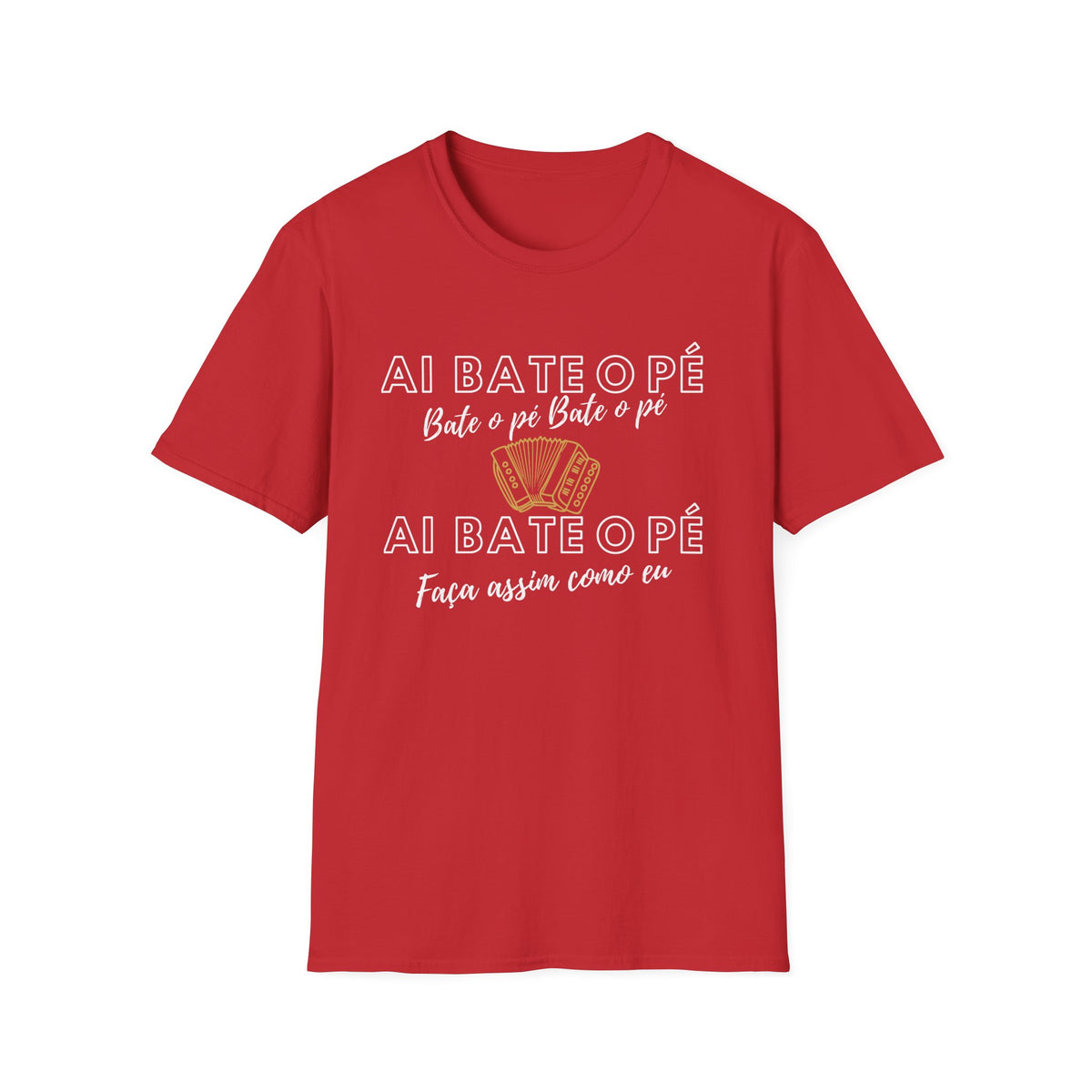 Bate o Pe red t-shirt How To Cook Portuguese Stuff Featuring Vamos a Festa Maria, it’s perfect for anyone who loves a good Portuguese party!